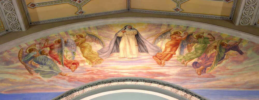Colorful mural in Sainte-Amélie Church, attributed to the studio of Guido Nincheri