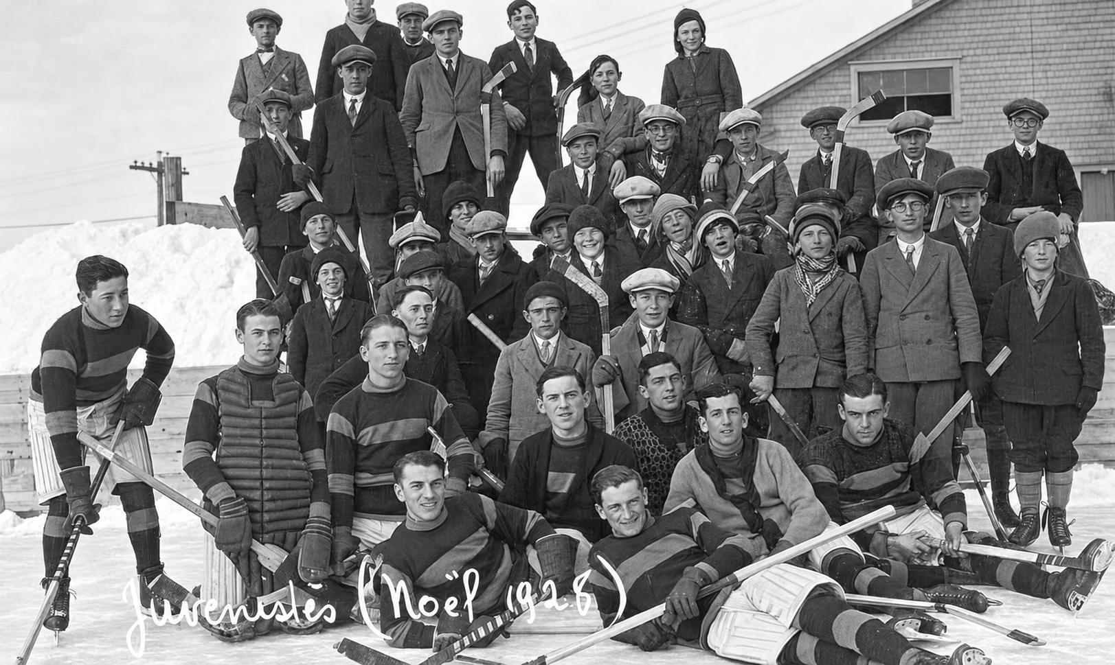 Juvenists playing hockey, 1928
