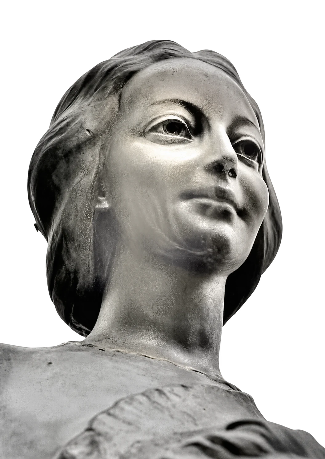 Détail de la statue Our Lady of the World, cadré en contre-plongée